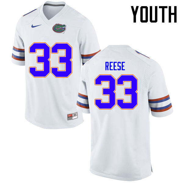Youth Florida Gators #33 David Reese College Football Jerseys Sale-White - Click Image to Close